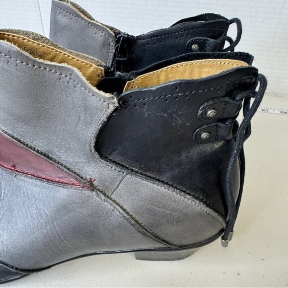 Aetrex Lagenlook Colorblock Leather Arch Support Comfort Ankle Boots Size 9M - Picture 6 of 13